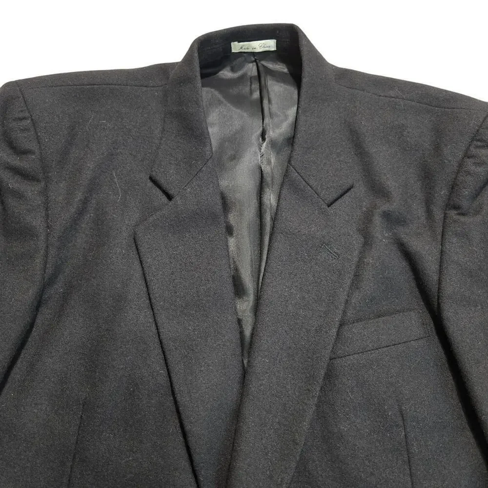 Vtg Cellini Collection Men's Wool Cashmere Blend Blazer 2-button Black Sz 40R